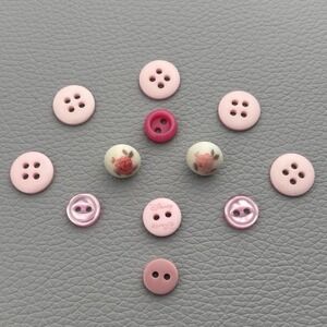 Vintage Rare Tiny Pink Button Lot . Features 1 Pink Disney & 2 Flower Printed